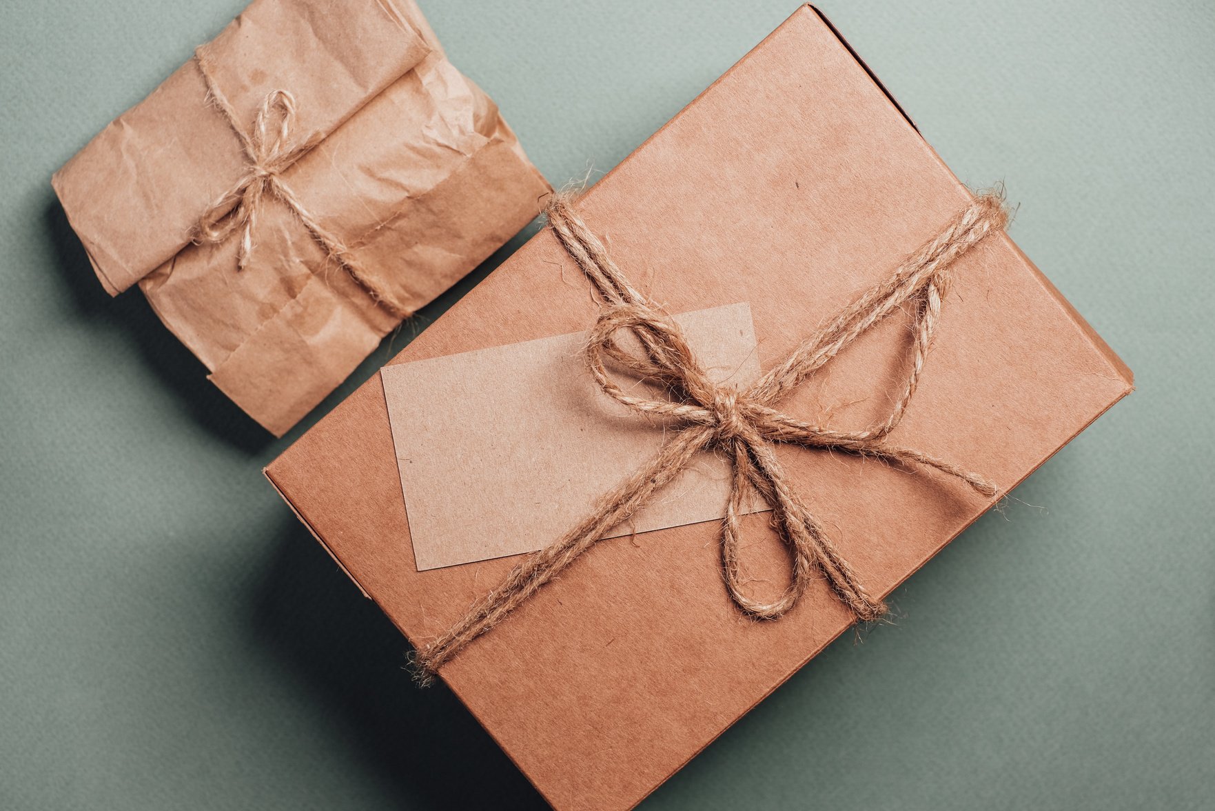 Box and Paper Bag Tied with Rope